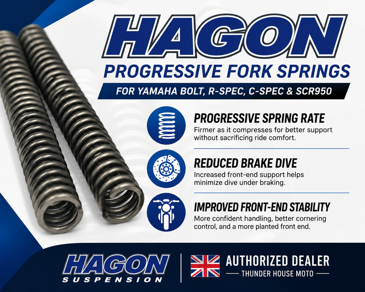 Hagon Progressive Fork Springs for Yamaha Bolt, R-Spec, C-Spec & SCR950